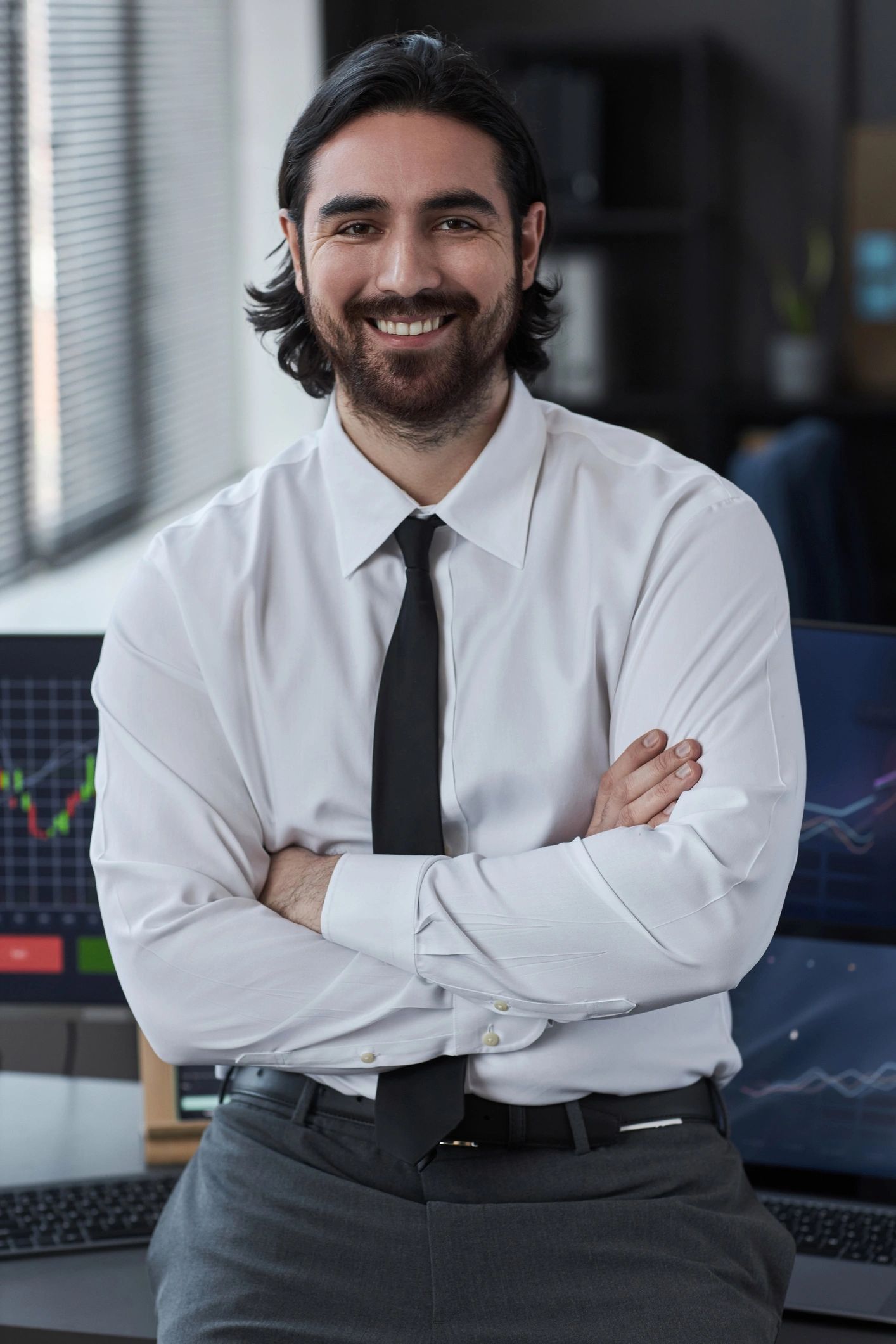 Professional trader in office